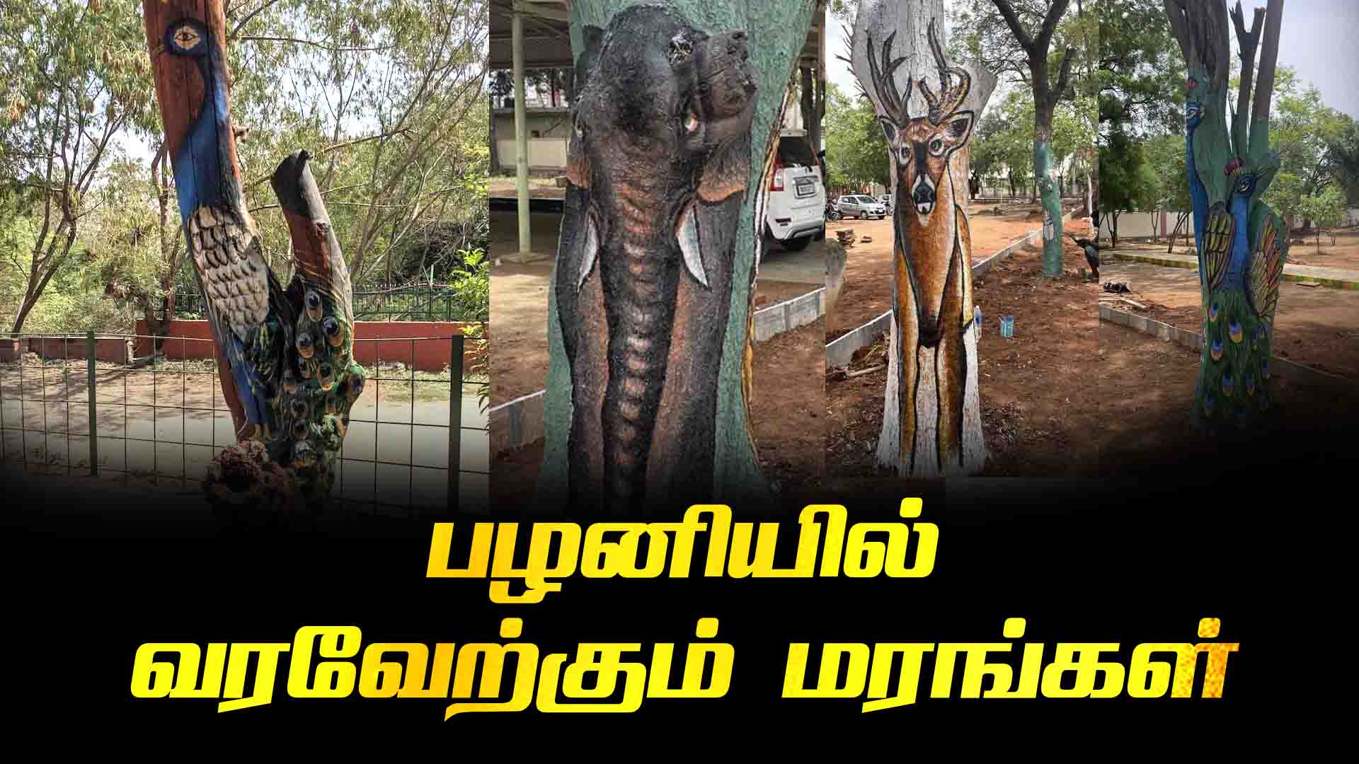 Colorful paintings decorate trees in Palani to welcome Muruga devotees