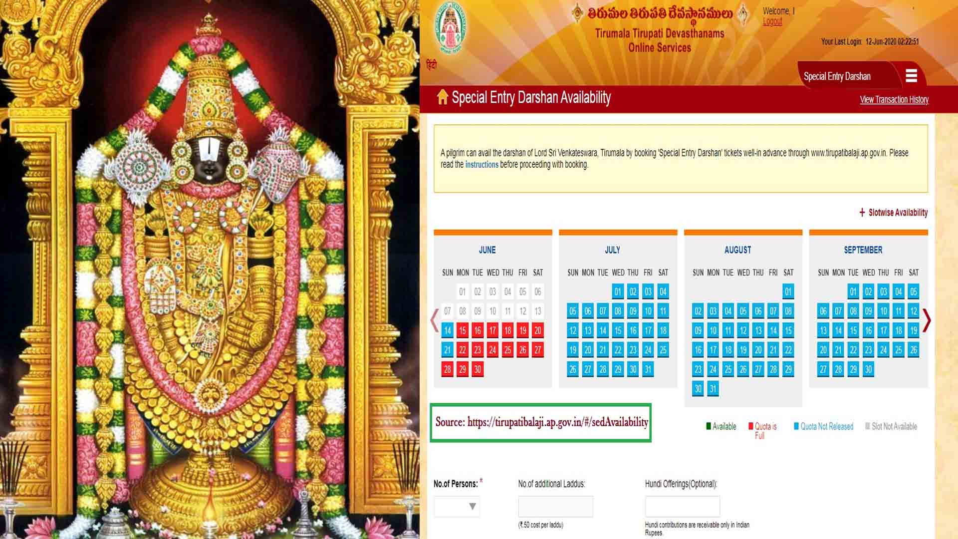 Tirupati march 2025 Booking Details